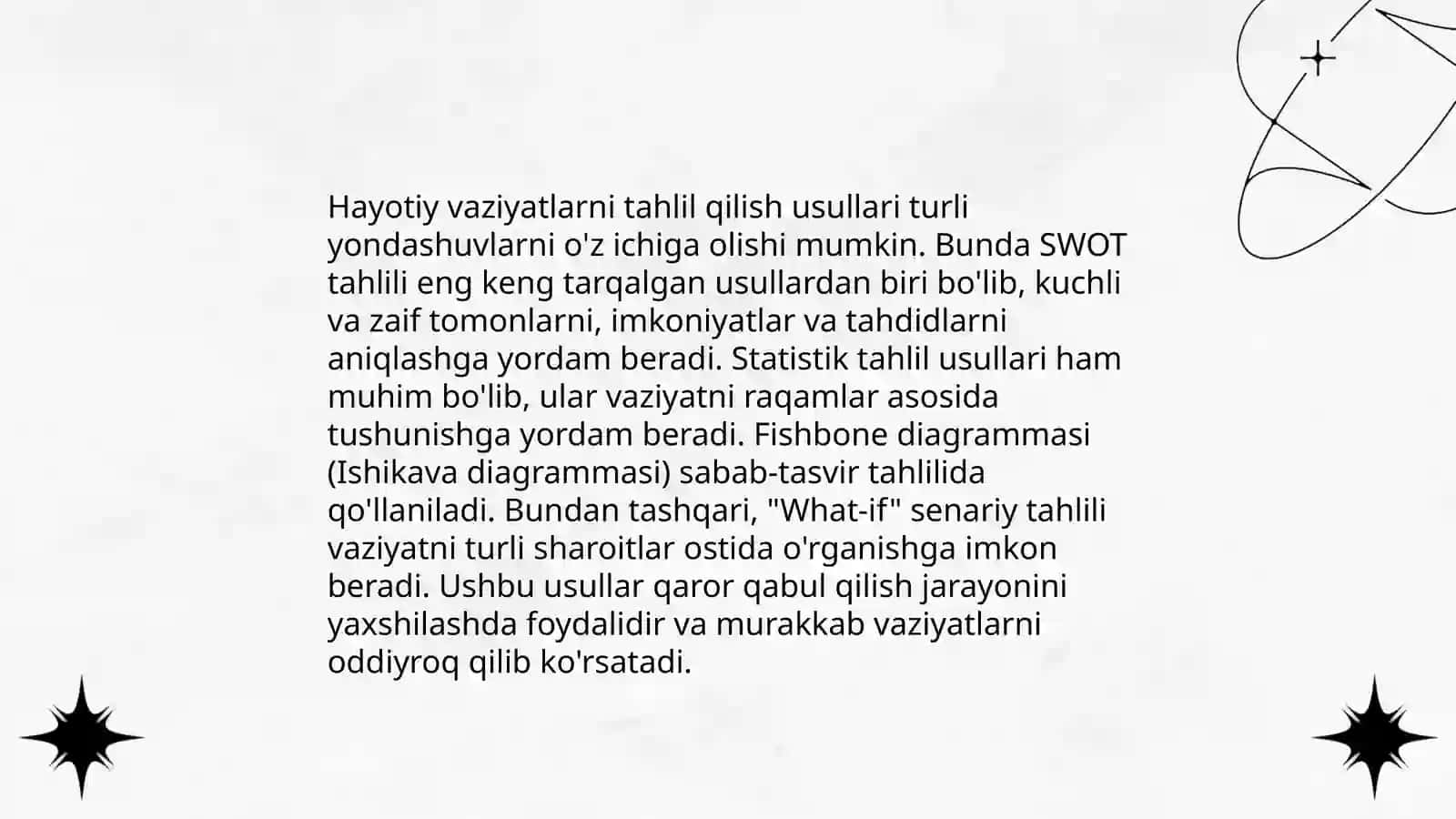 Egallangan bilimlarni hayotiy vaziyatlarga qoʻllashga doir uslubiy dars ishlanmasini ishlab chiqish 4