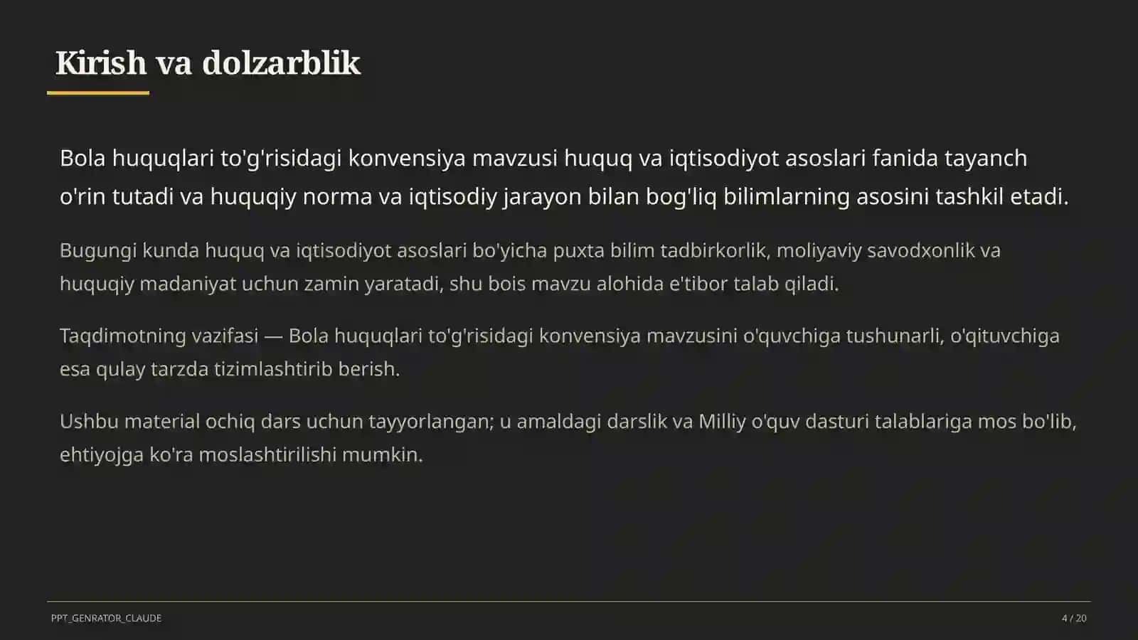 Bola huquqlari to'g'risidagi konvensiya (9-sinf) 4