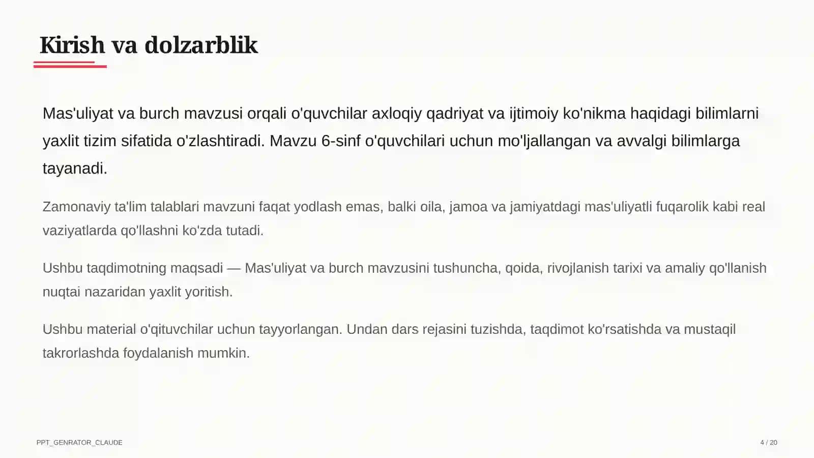 Mas'uliyat va burch (6-sinf) 4