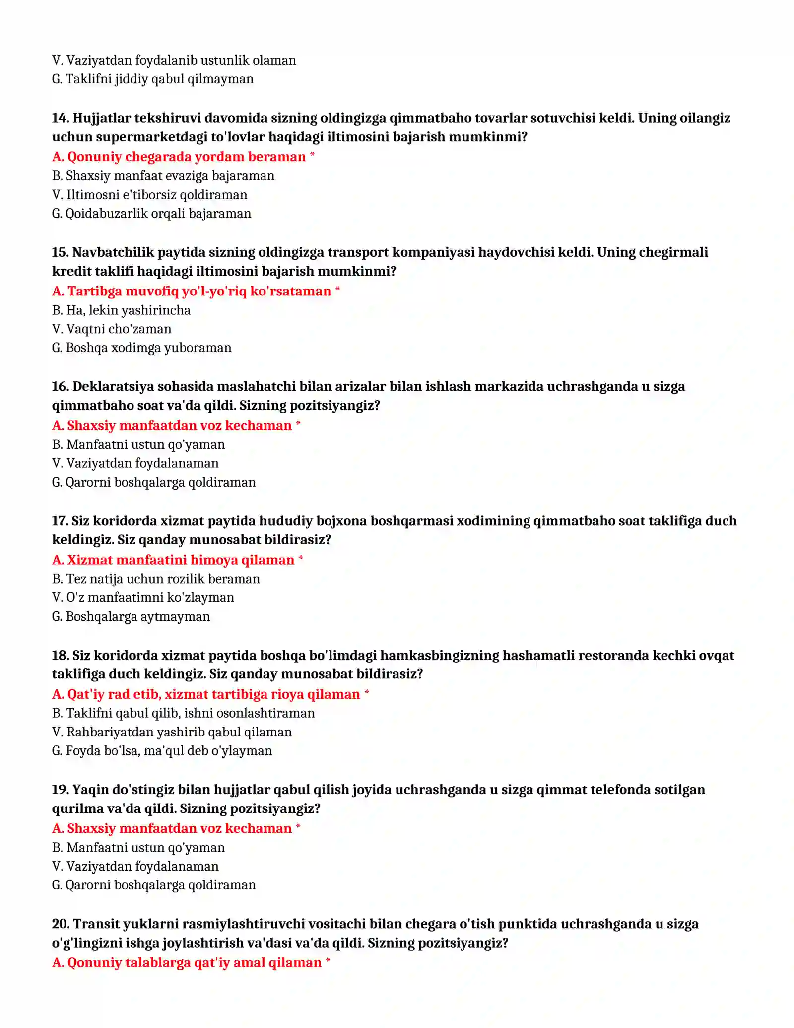 Bojxona IQ testlari 4