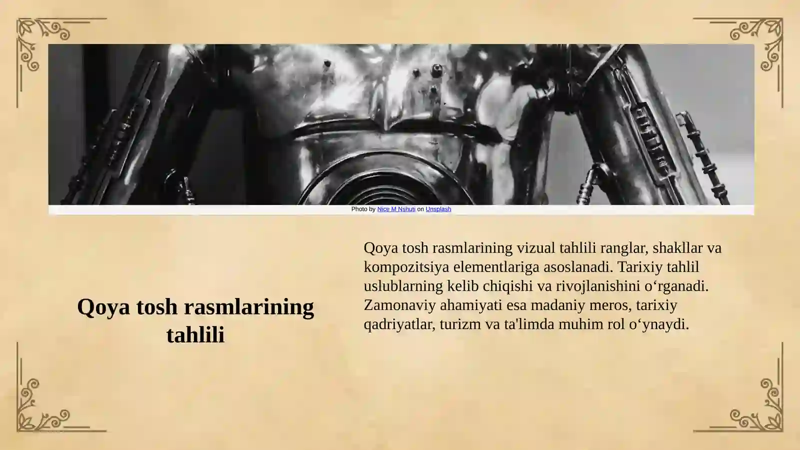 Qoya tosh rasmlarining uslublari va Teshiktosh yodgorligi haqida slayd 4