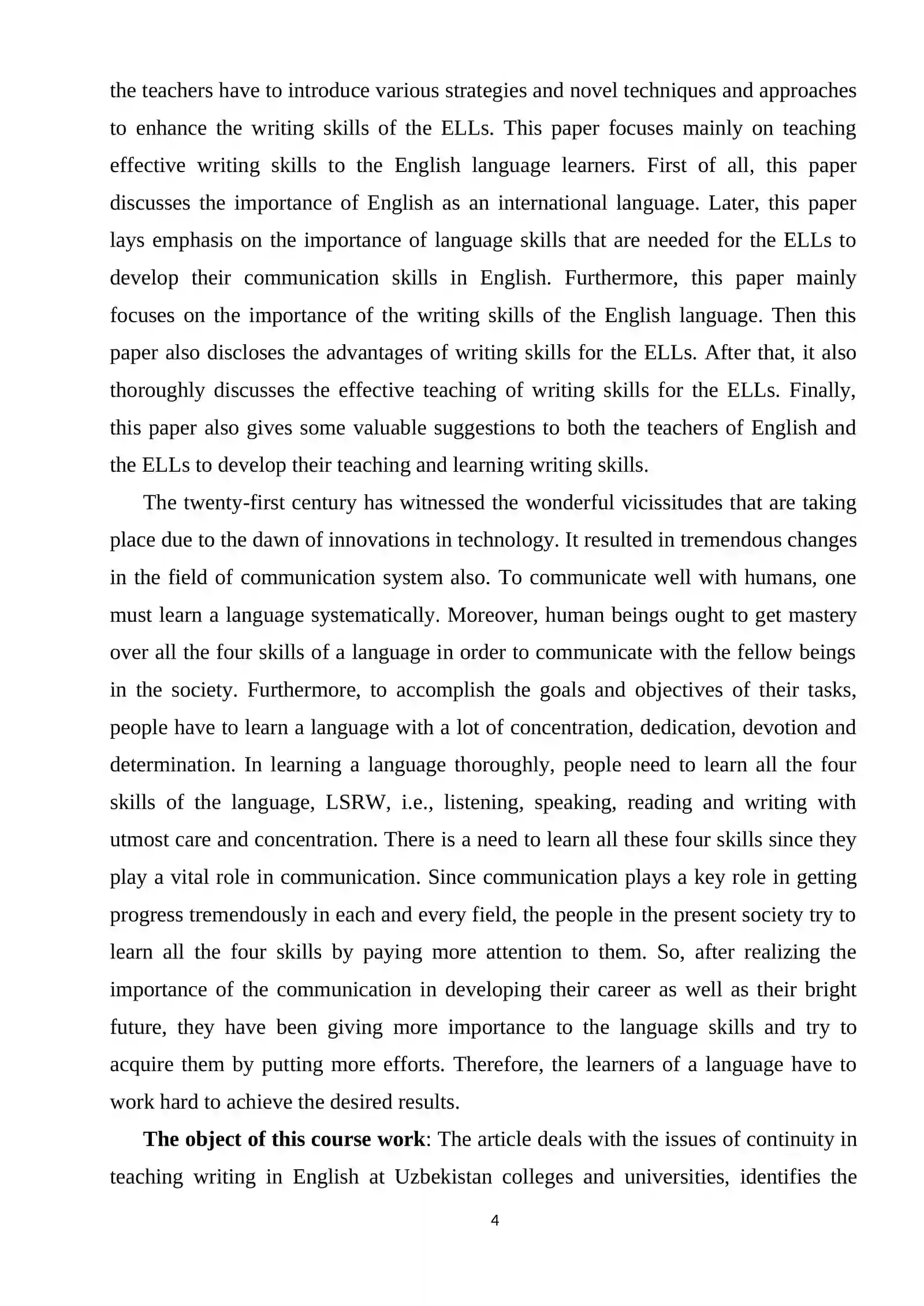 TEACHING WRITING IN ENGLISH 4