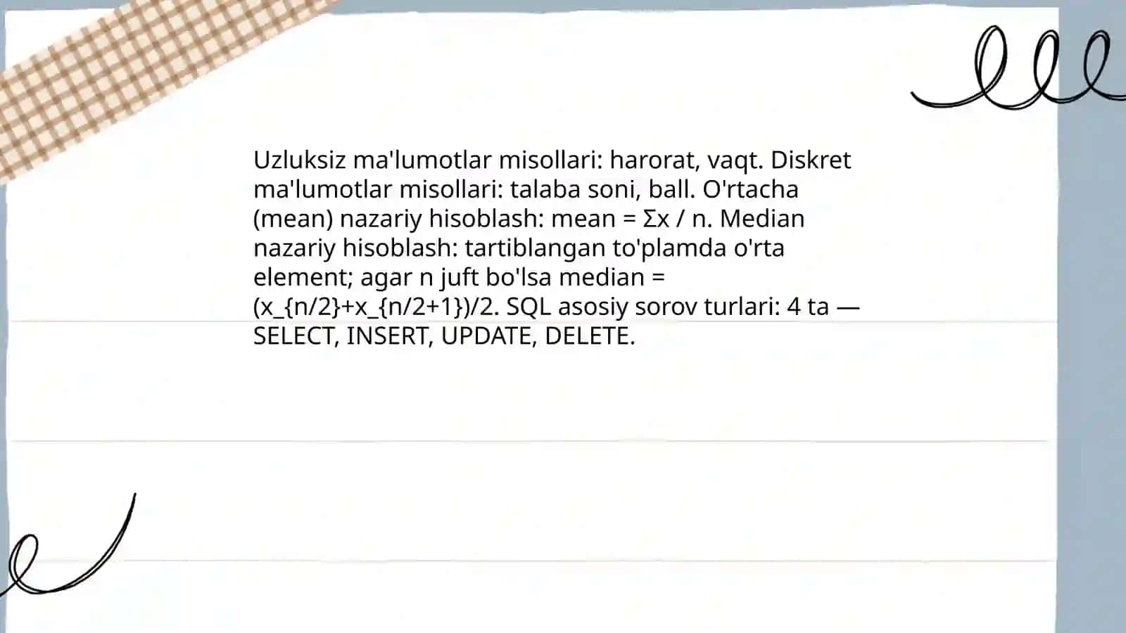 SQL asosiy sorov turlari 4