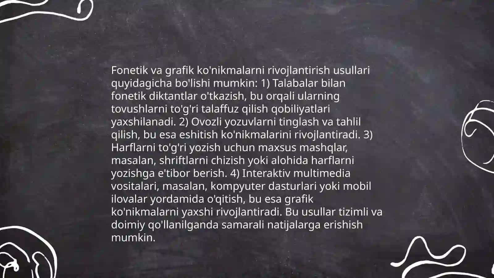 fonetika va grafika asoslarini o'rganishda pedagogik texnologiyalarni qo'llash Isroilova Xosiyat 4