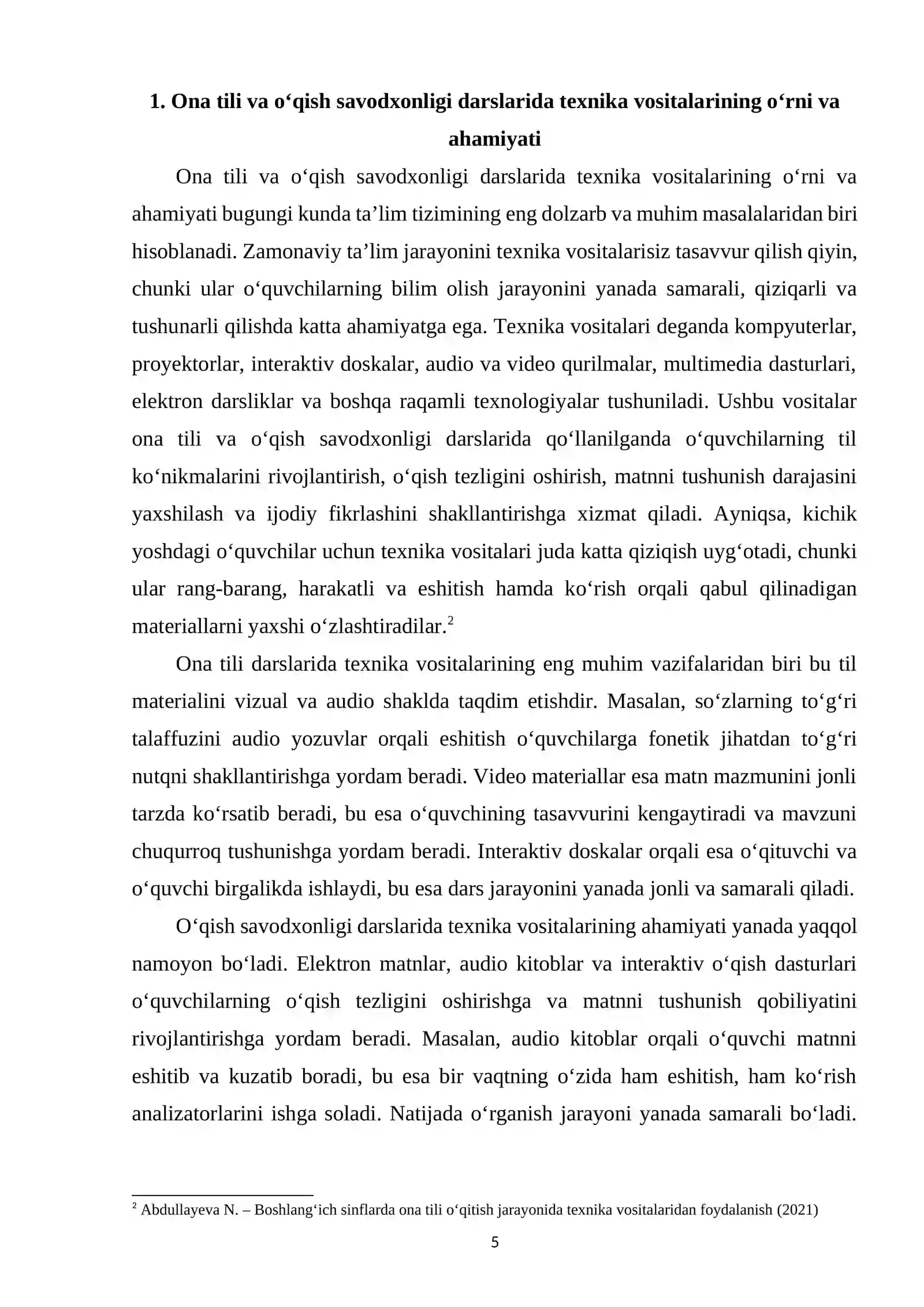 Boshlang‘ich sinf ona tili va o‘qish savodxonligi darslarida texnika vositalaridan foydalanish 4
