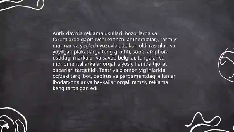 Piar va Reklama tarixi 4