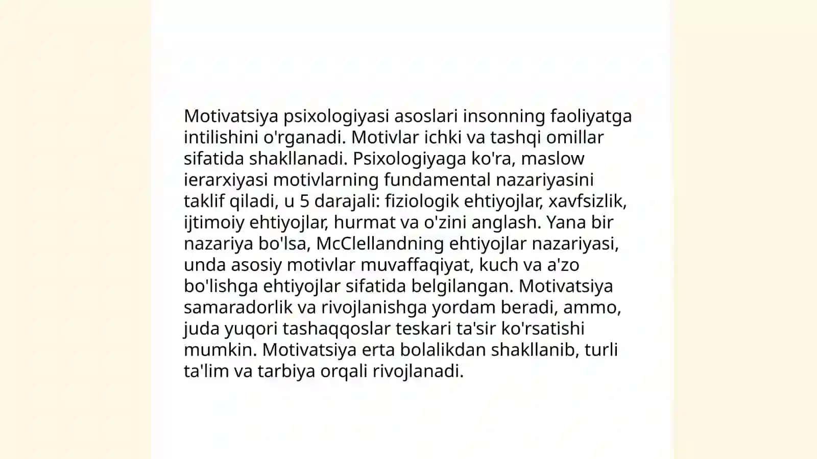 Motiv va motivatsiya tushunchalari 4