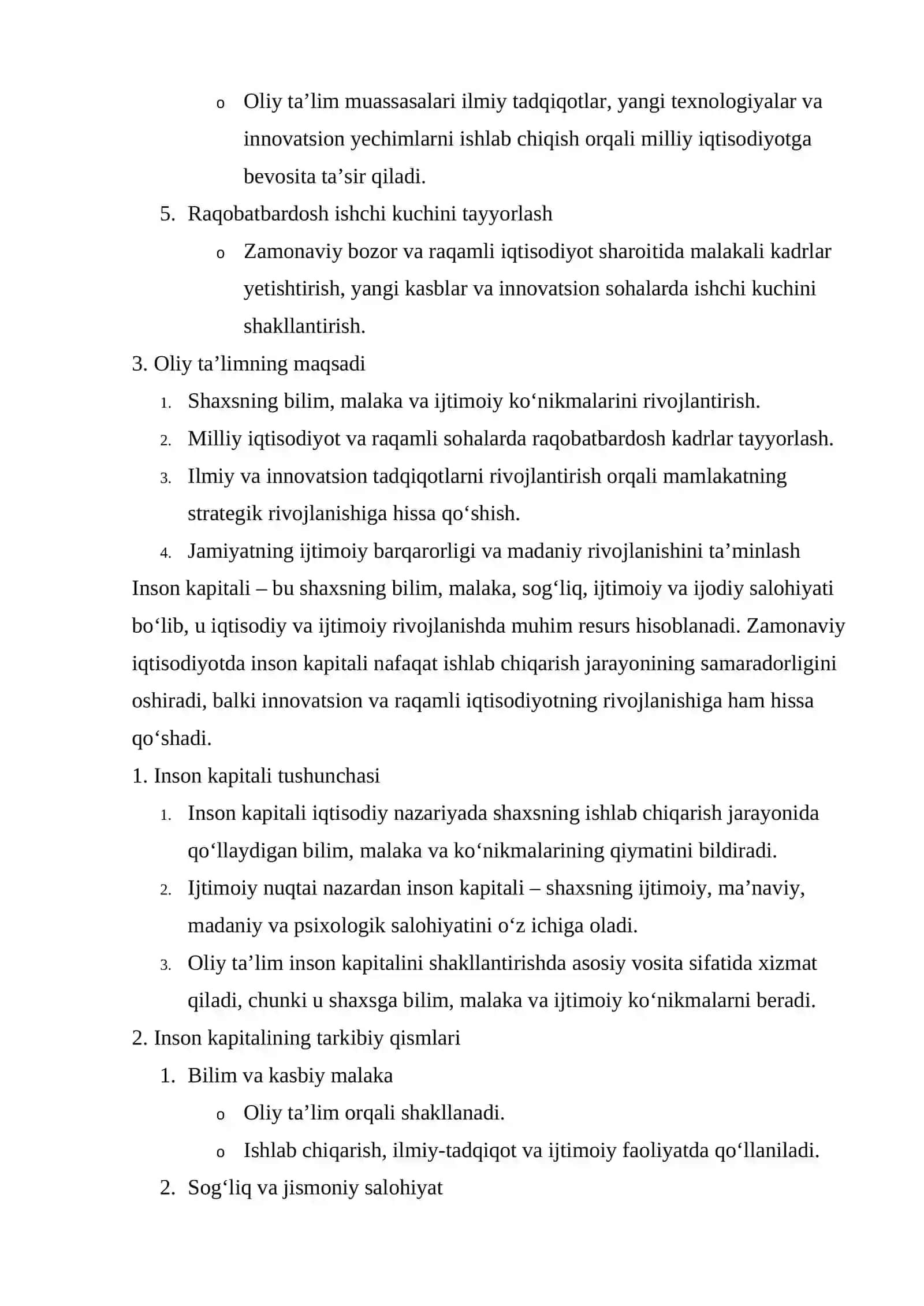 Inson kapitalini rivojlantirishdagi roli 4
