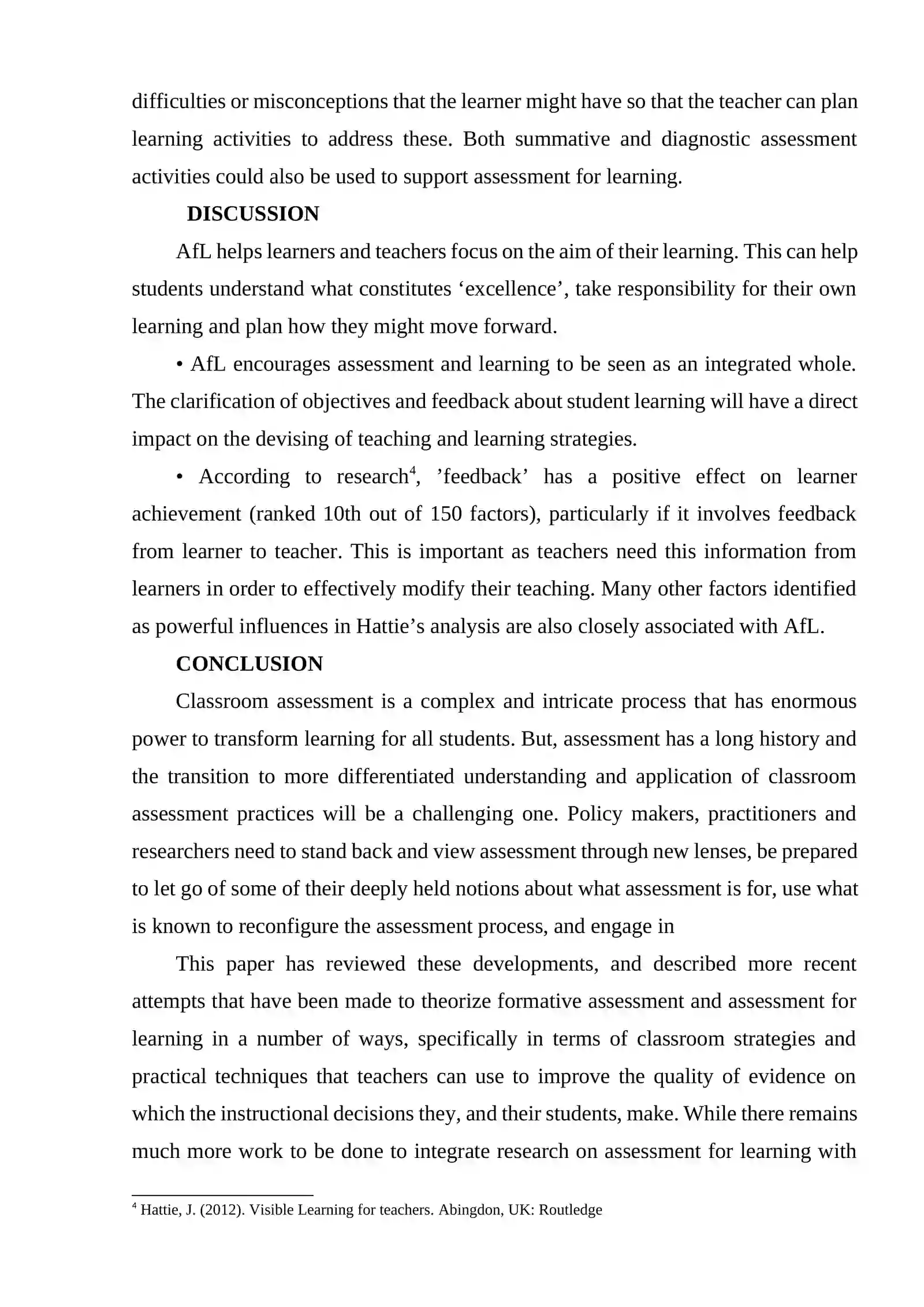 ASSESSMENT FOR LEARNING 4