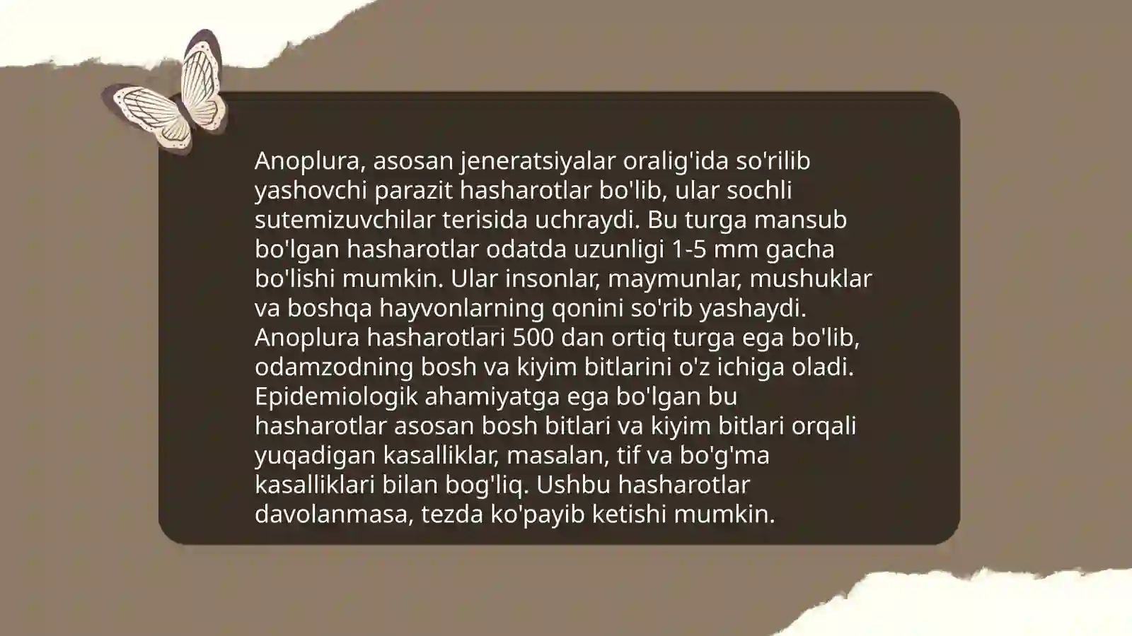 Hshorotlar-Insecta.Tibbiy va epedimiologik ahamiyatga ega bo'lgan hashorotlar turkumlari 4
