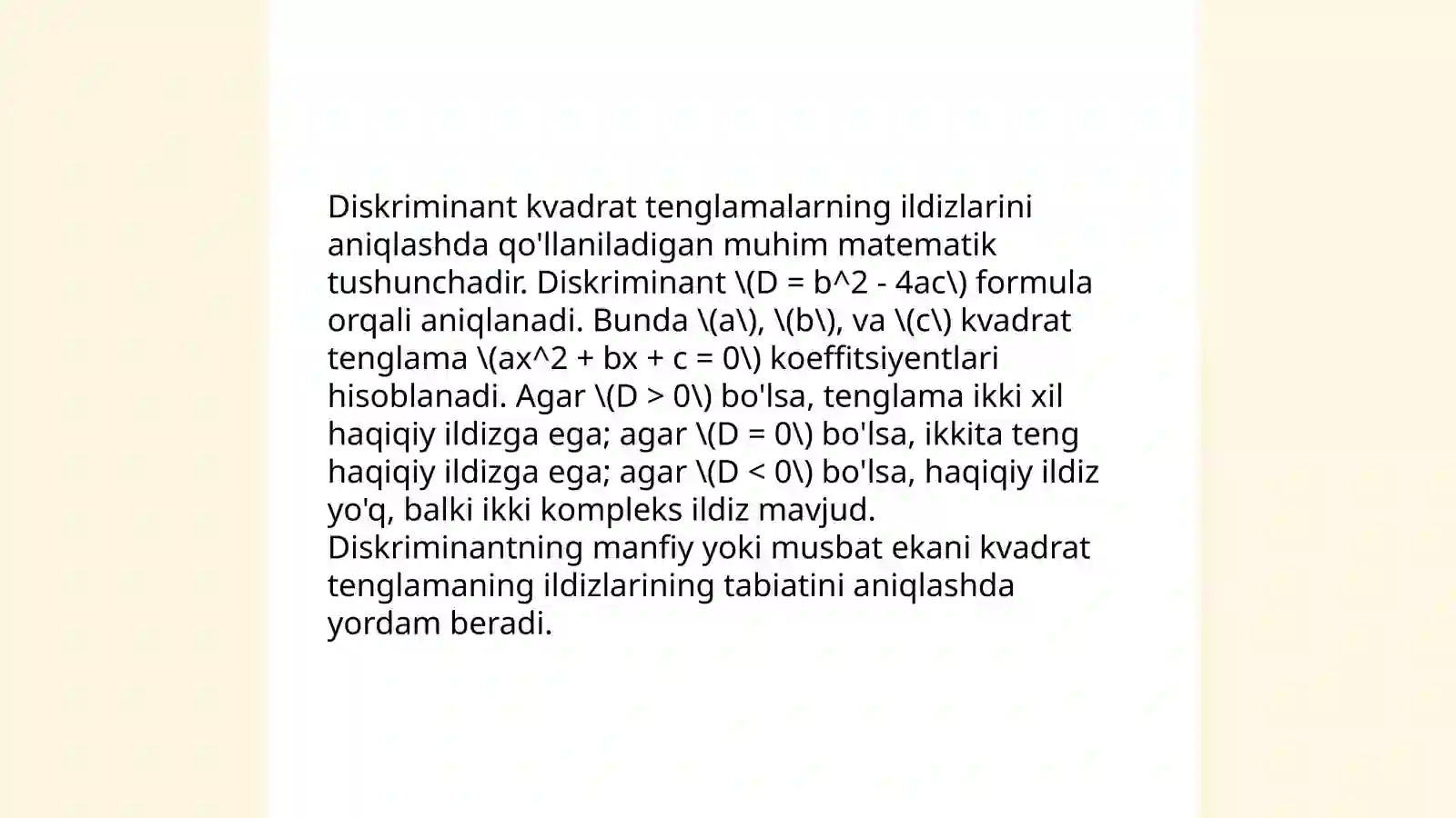 Kvadrat tenglama 4