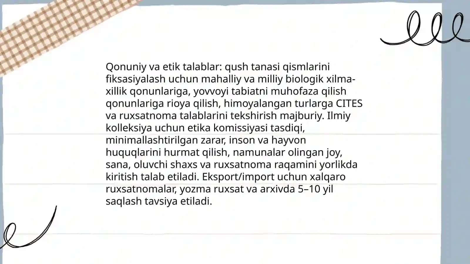 Qushlarning tana qismlarini fiksasiyalash 4