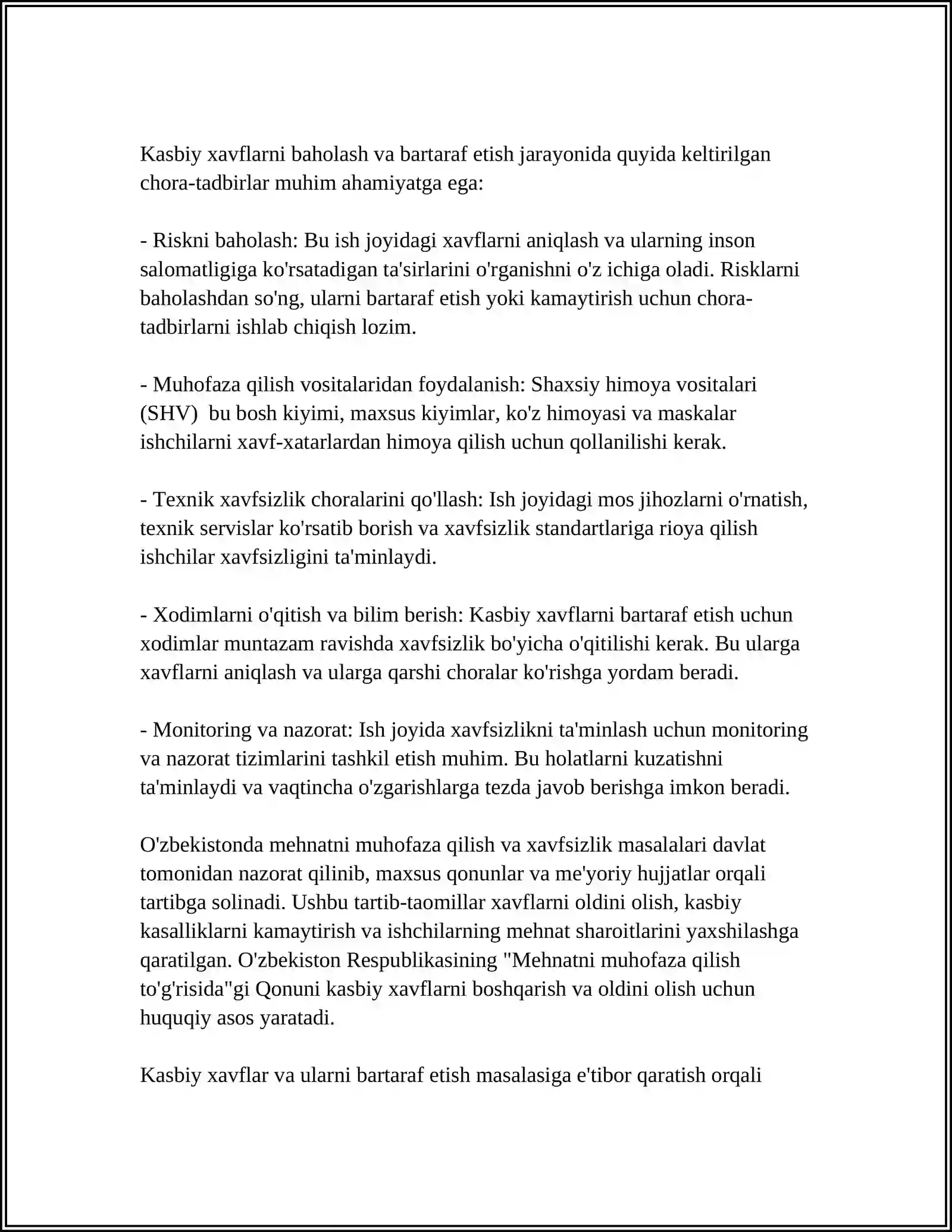 KASBIY XAVF TUSHUNCHASI VA UNI BAHOLASH 4