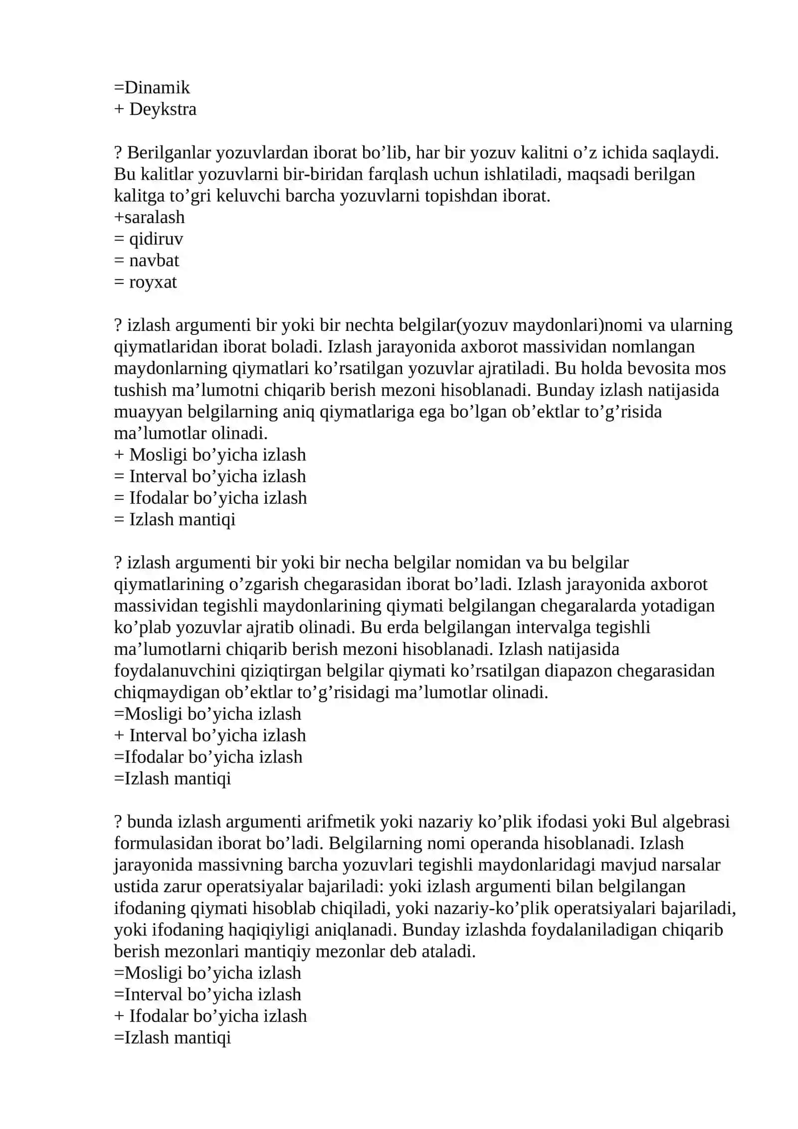 Algoritmlash fanidan test 4