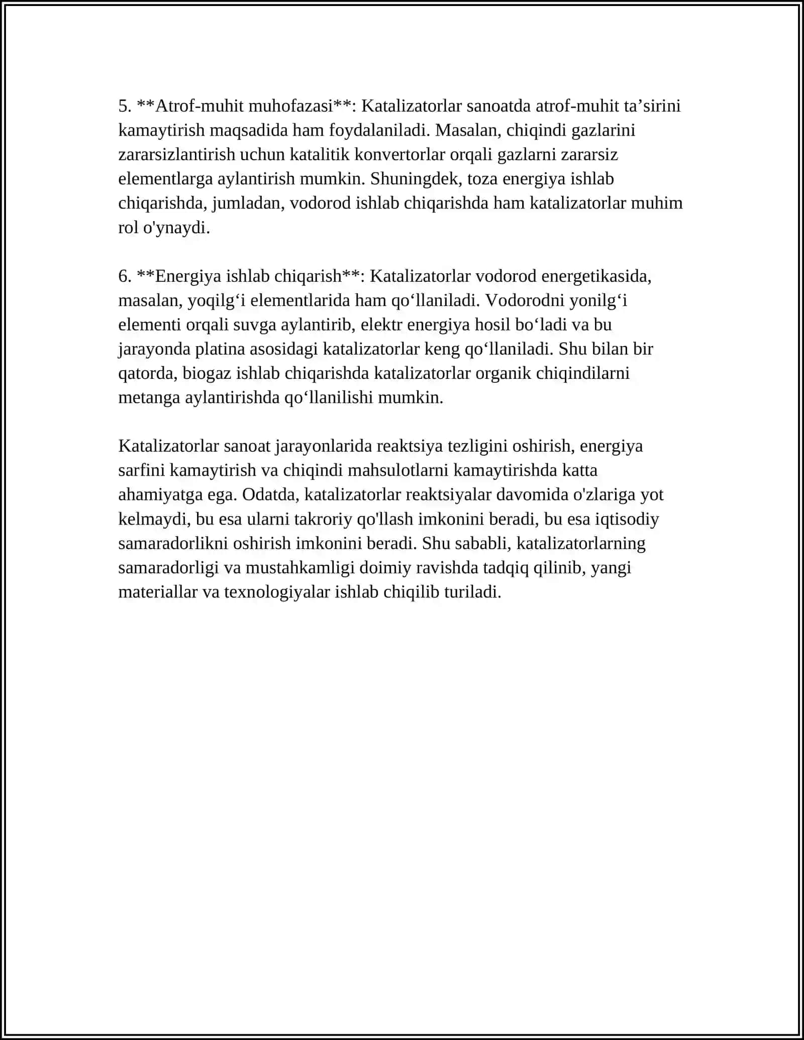 SANOATDA KATALIZATORLARNI QOLLANISHI 4