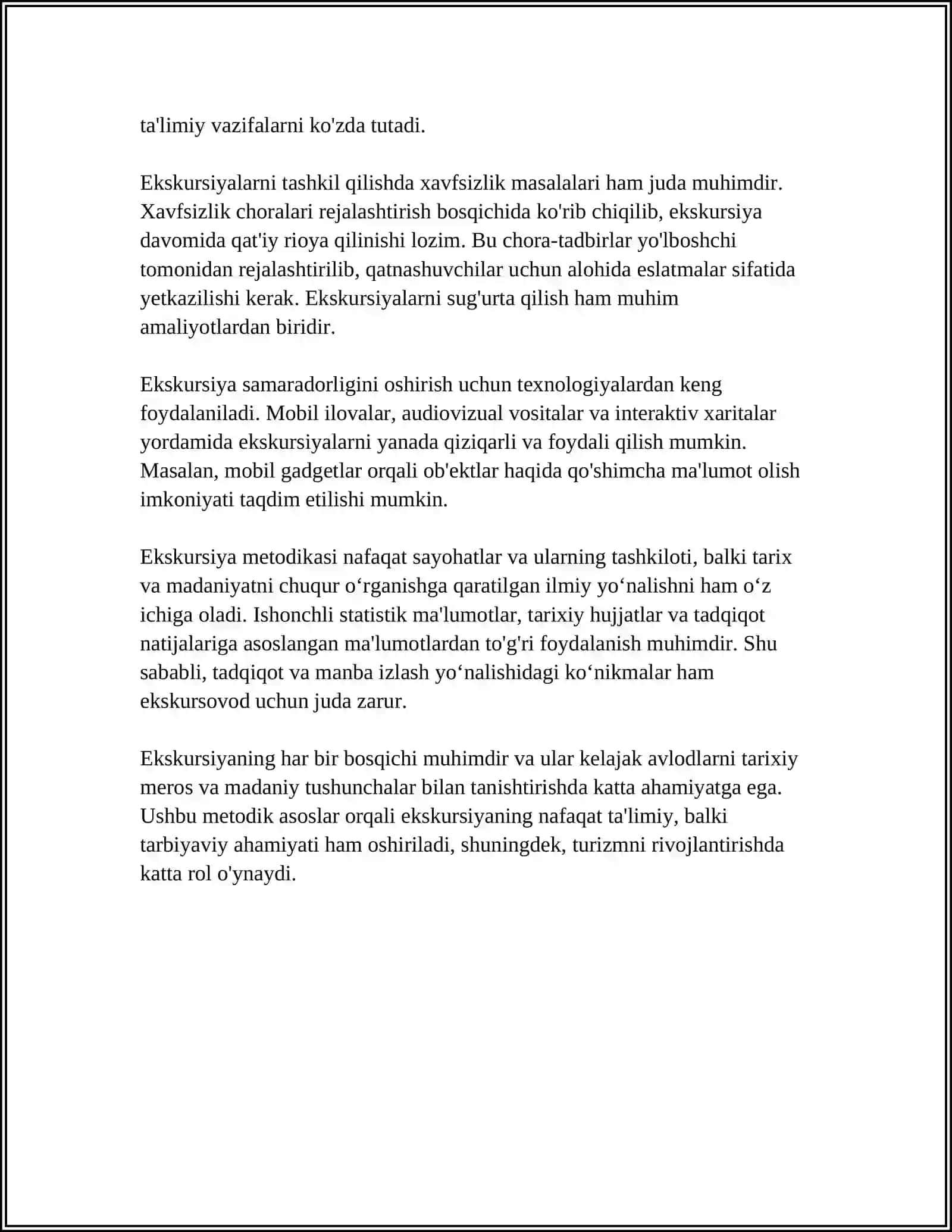 EKSKURSIYA OʻTKAZISH METODIKASI MAZMUNI VA TURLARI 4