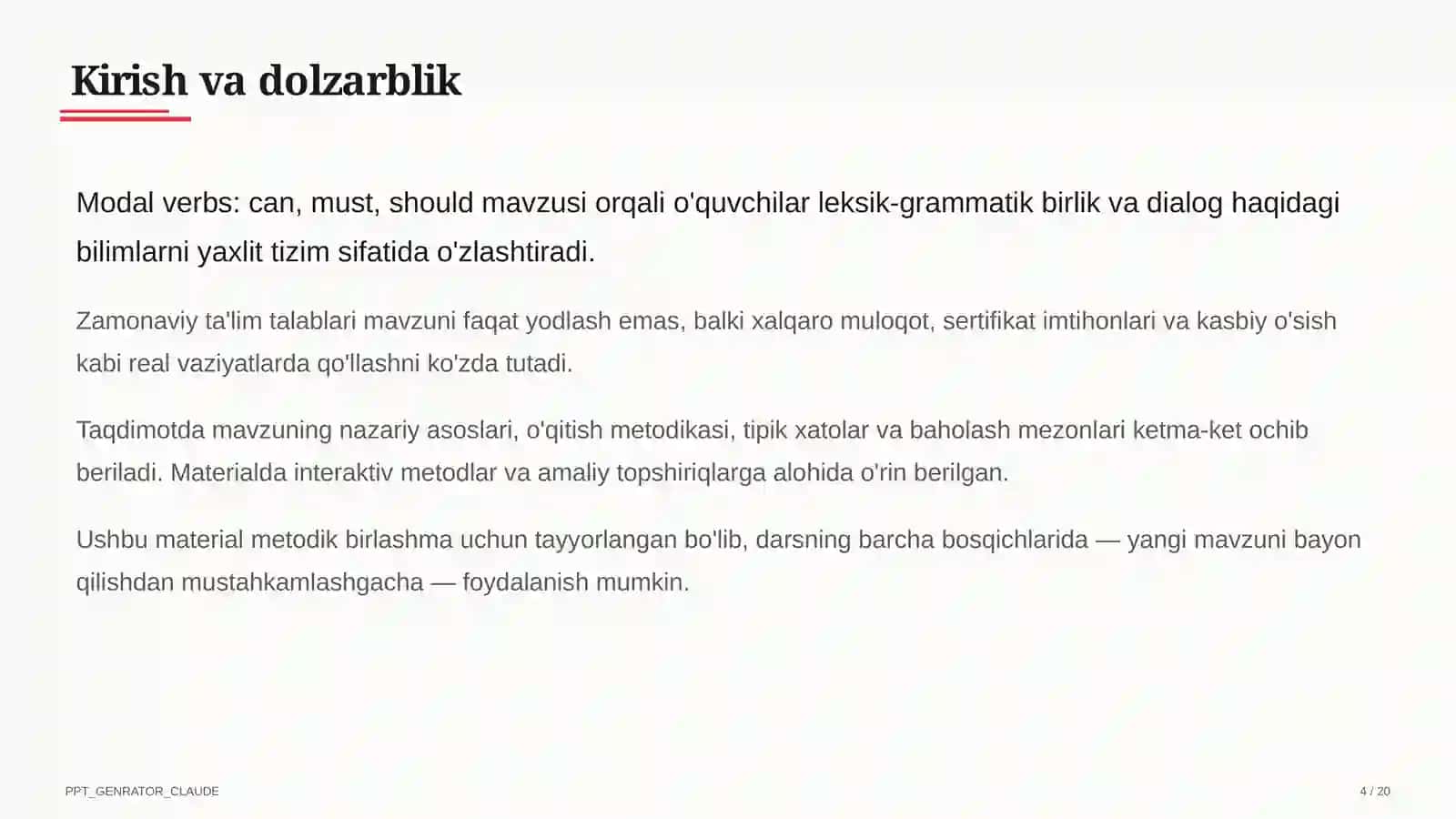 Modal verbs: can, must, should (7-sinf) 1