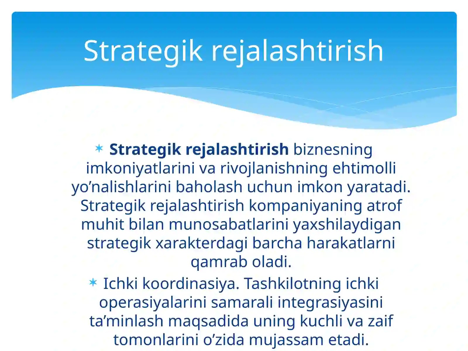 Menejment tizimida strategik va taktik rejalashtirish. 4