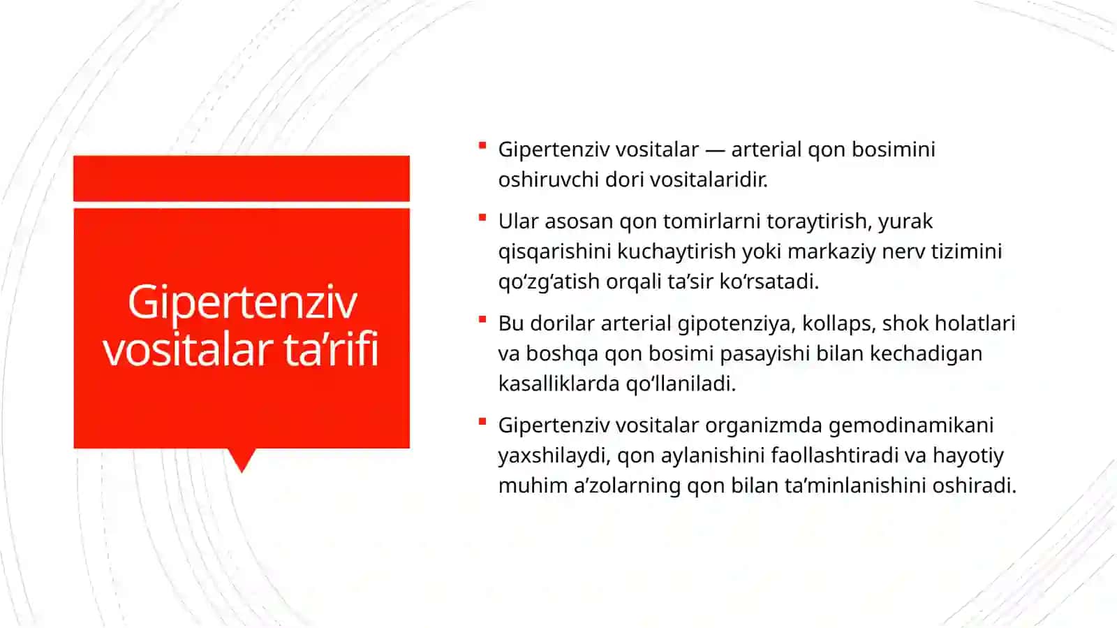 Slaydlar to'plami gipertenziv vositalar haqida 4