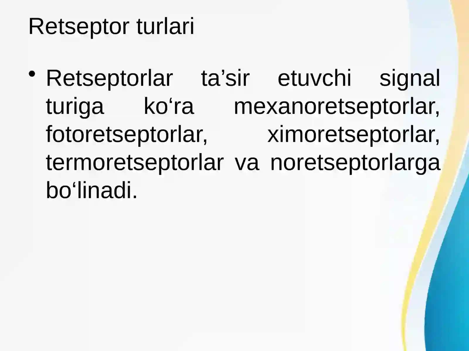 Retseptorlarda informatsiyalarni oʻzgartirilishining biofizikaviy mexanizmlari 4