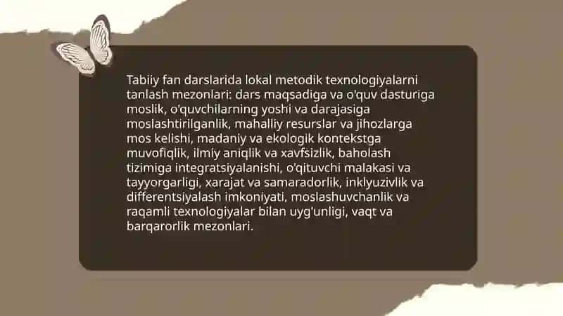 "Tabiiy fan"ni o'rganishda lokal va xususiy metodik darajadagi pedagogik texnologiyalarni uygʻunlashtirish 4