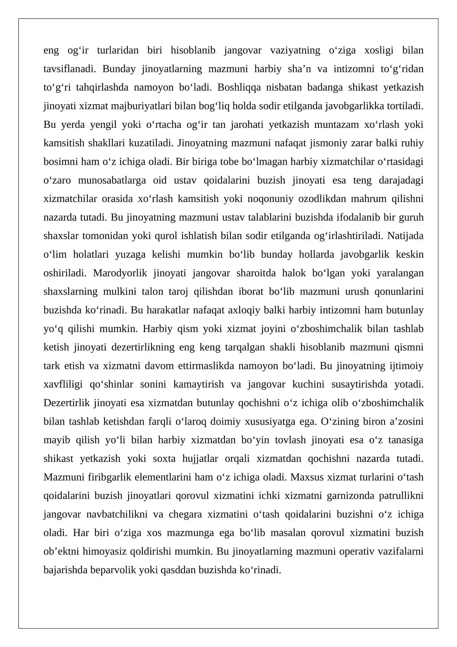 Harbiy xizmatga qarshi jinoyatlar tushunchasi va tizimi 4