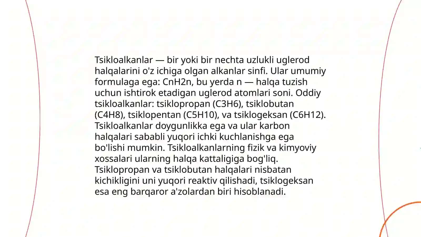 Organik birikmalarning klassifikasiyasi toʻyingan va toʻyinmagan uglevodorodlar 4