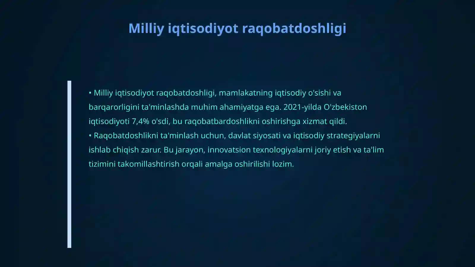 Globallashuvi sharoit milliy iqtisodiyot raqobatdoshligini ta’minlash muammolari 4