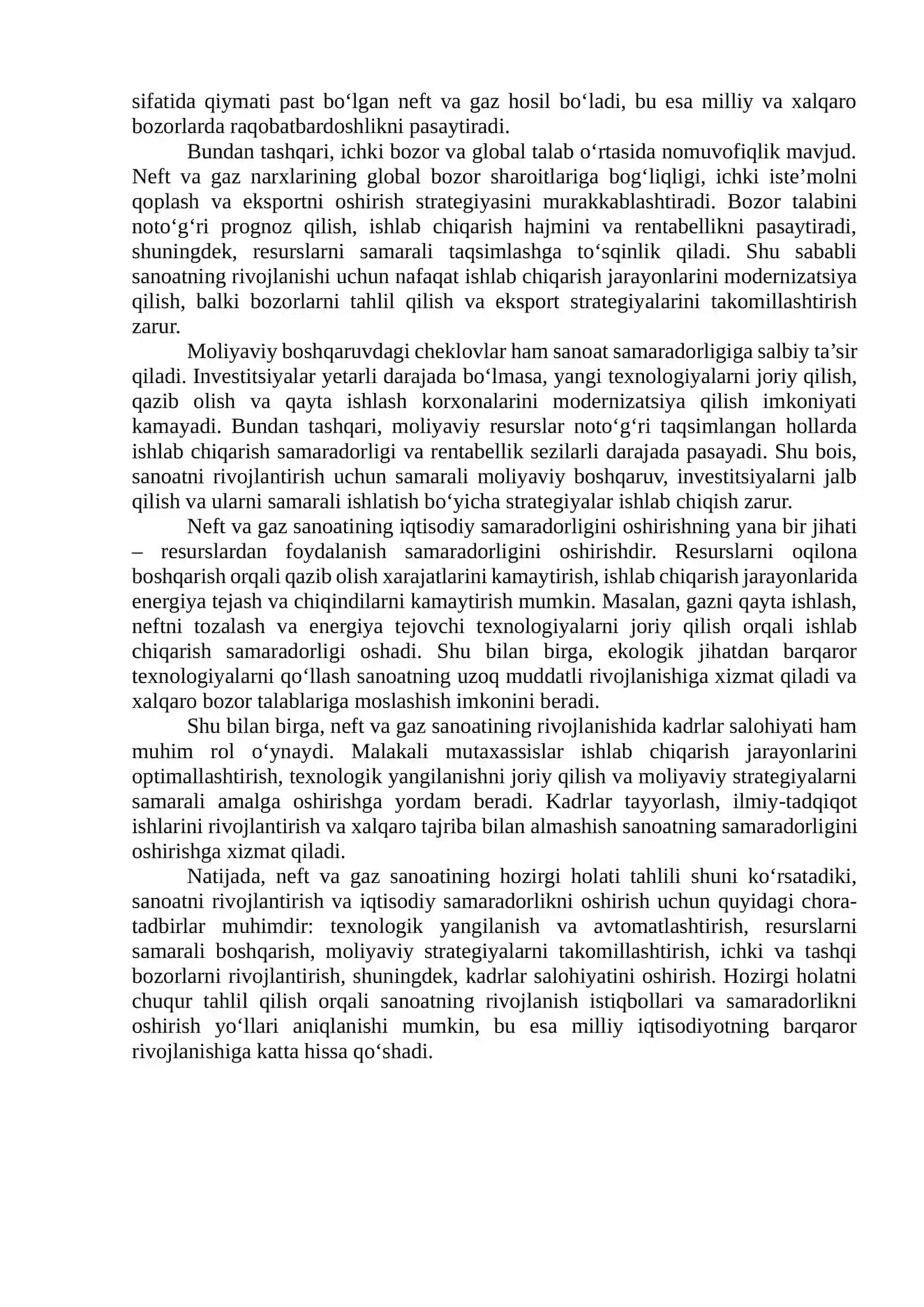 Neft gaz sanoatining iqtisodiy samaradorligini oshirish yollari 4