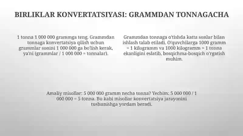 Massa o'lchov birliklari mavzusida misol va masalalar yechishga o'rgatish metodikasi 4