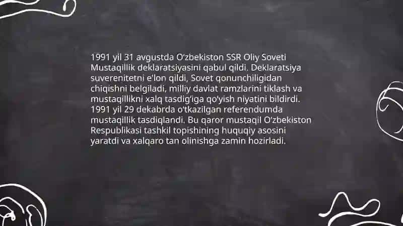 Mustaqil o'zbekiston respublikasining tashkil topishi va uning tarixiy ahamyati 4