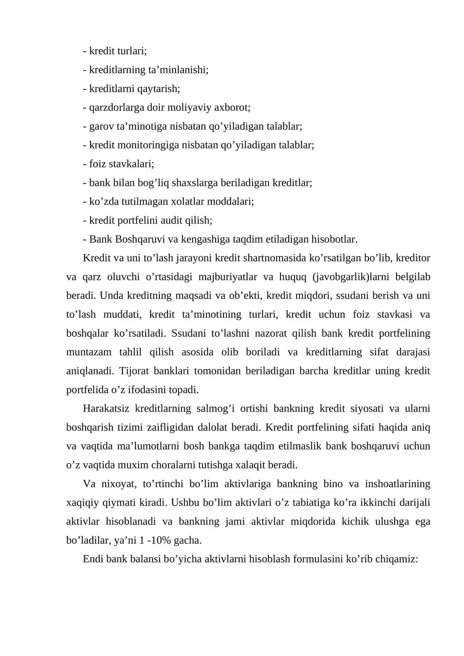 Bank aktivlari ularning mohiyati va tarkibi 4