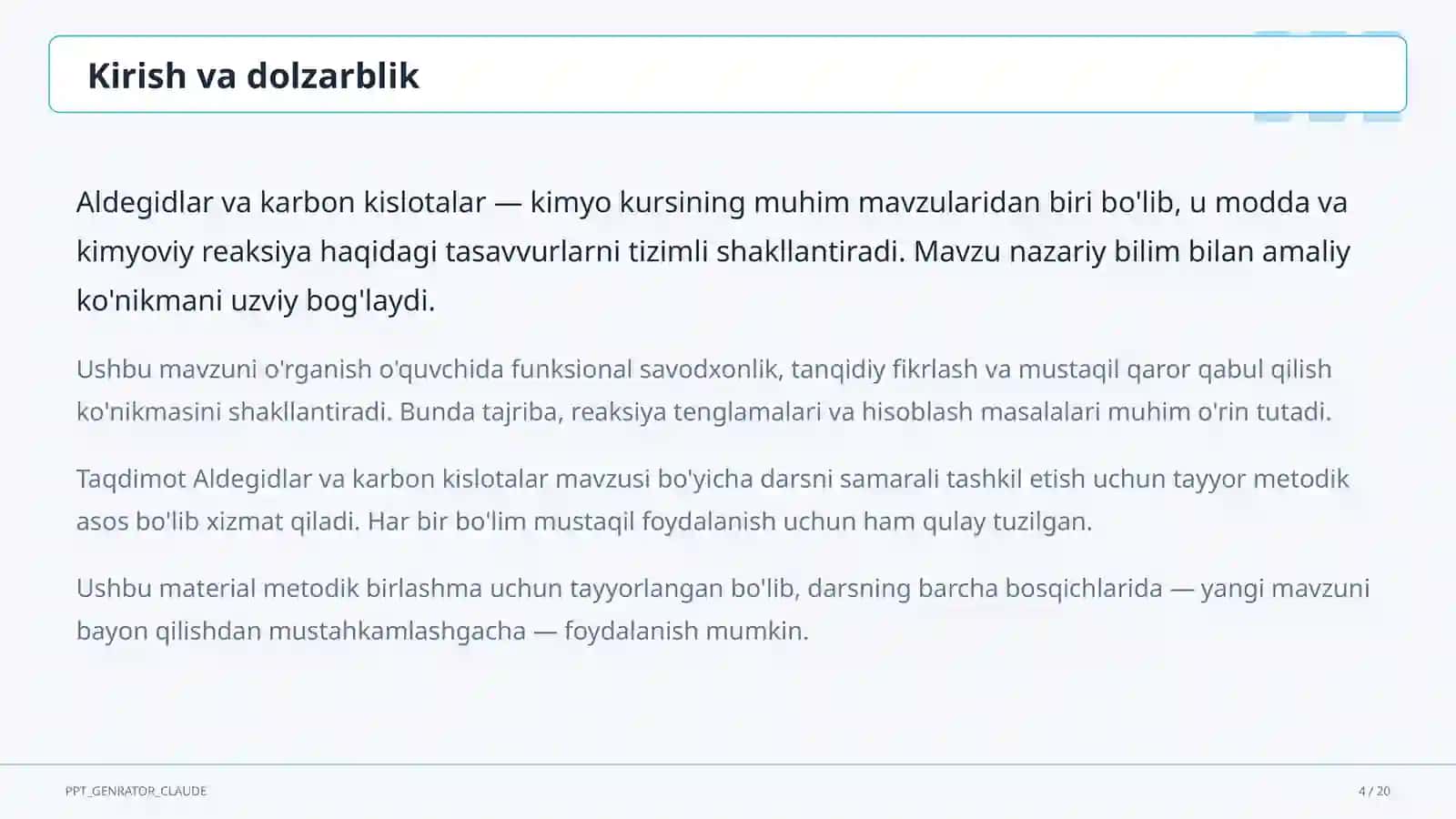 Aldegidlar va karbon kislotalar (10-sinf) 3