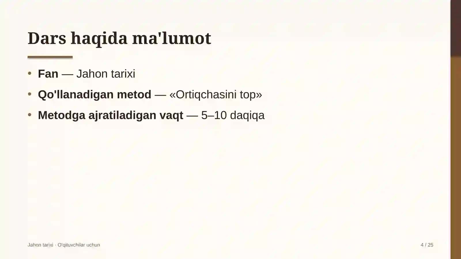 jahon tarixi darslarida ortiqchasini top metodidan foydalanish 7115 4