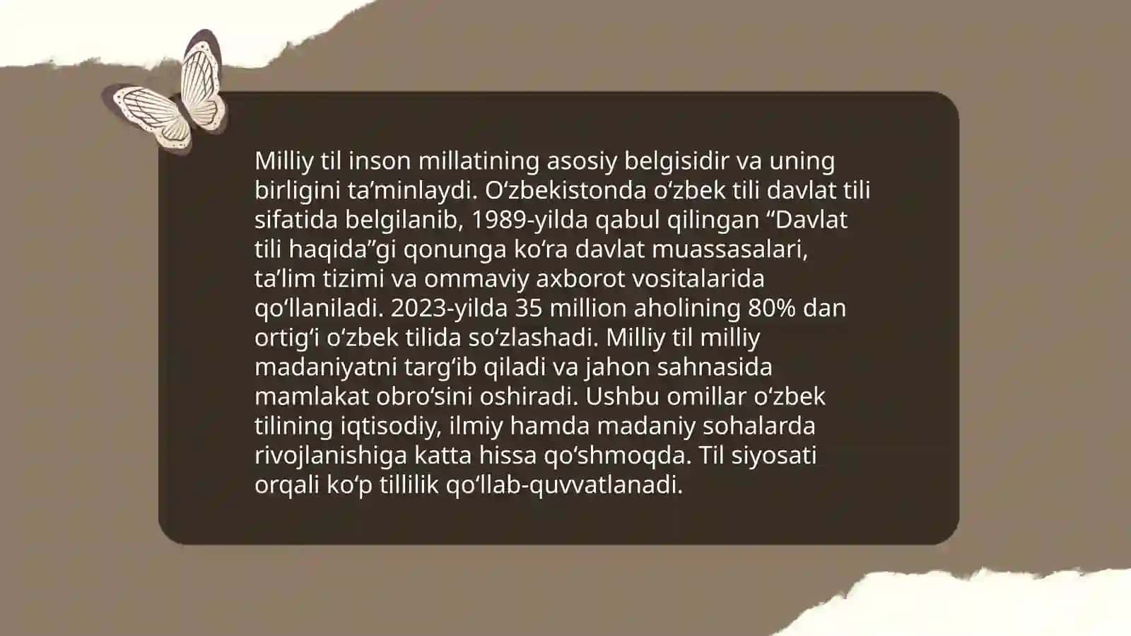 Vatanga va ona tiliga boʻlgan munosabat -milliy tuygʻular namoyon boʻlishining oliy shakli sifatida 4