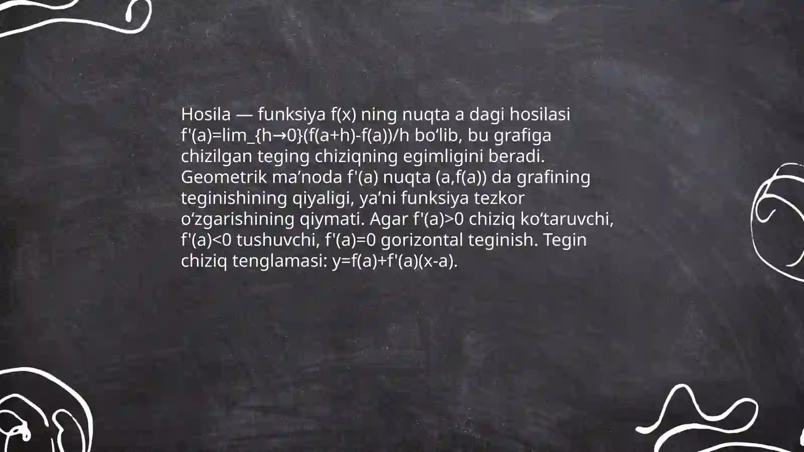 Hosila va uning  geometrik ma’nosi 4
