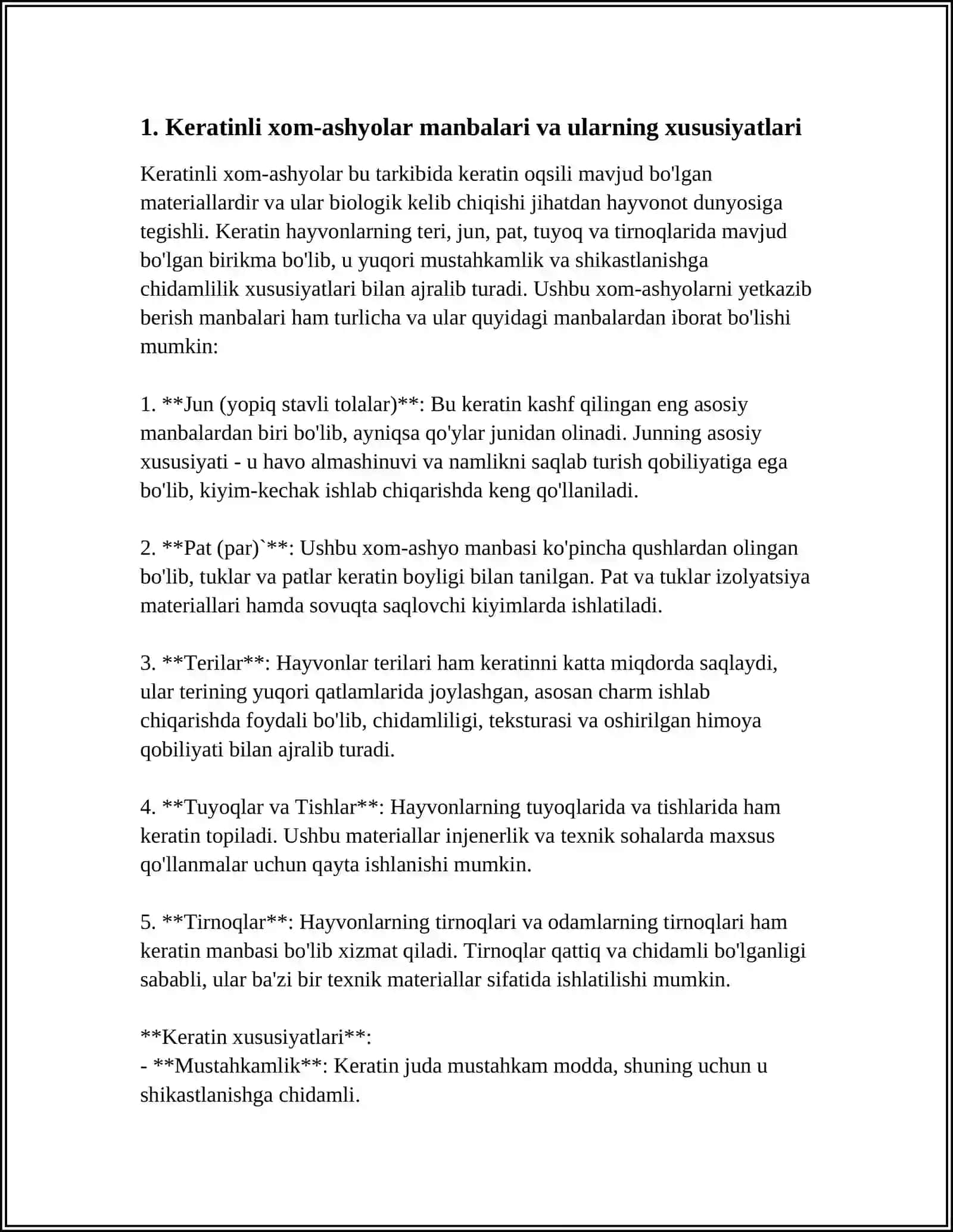 Keratinli xom-ashyolar manbalari 4