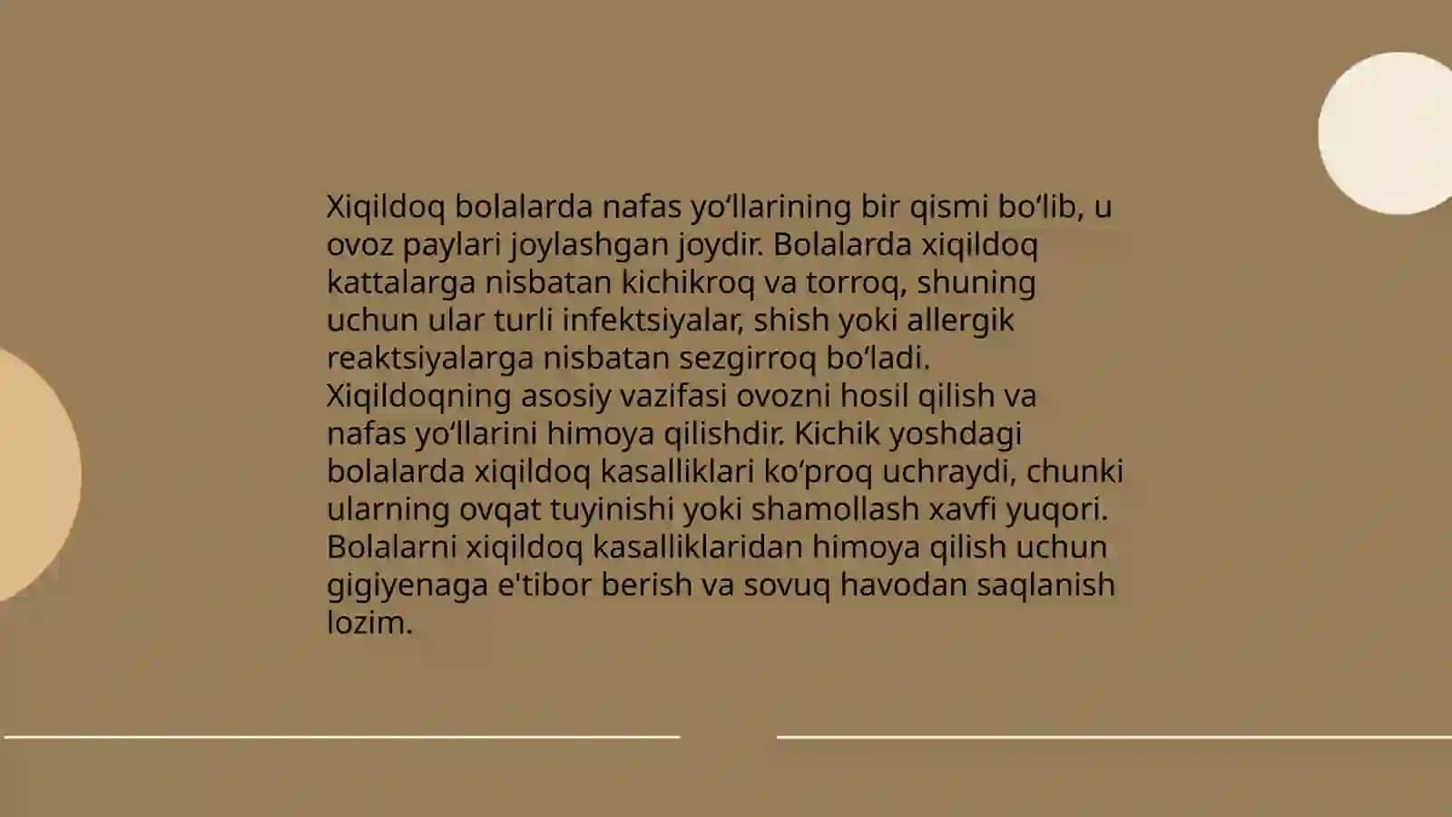 Xiqildoqning bolalarda klinik, anotamik va fiziologik o’ziga xosligi. Zamonaviy tekshirish usullari 4