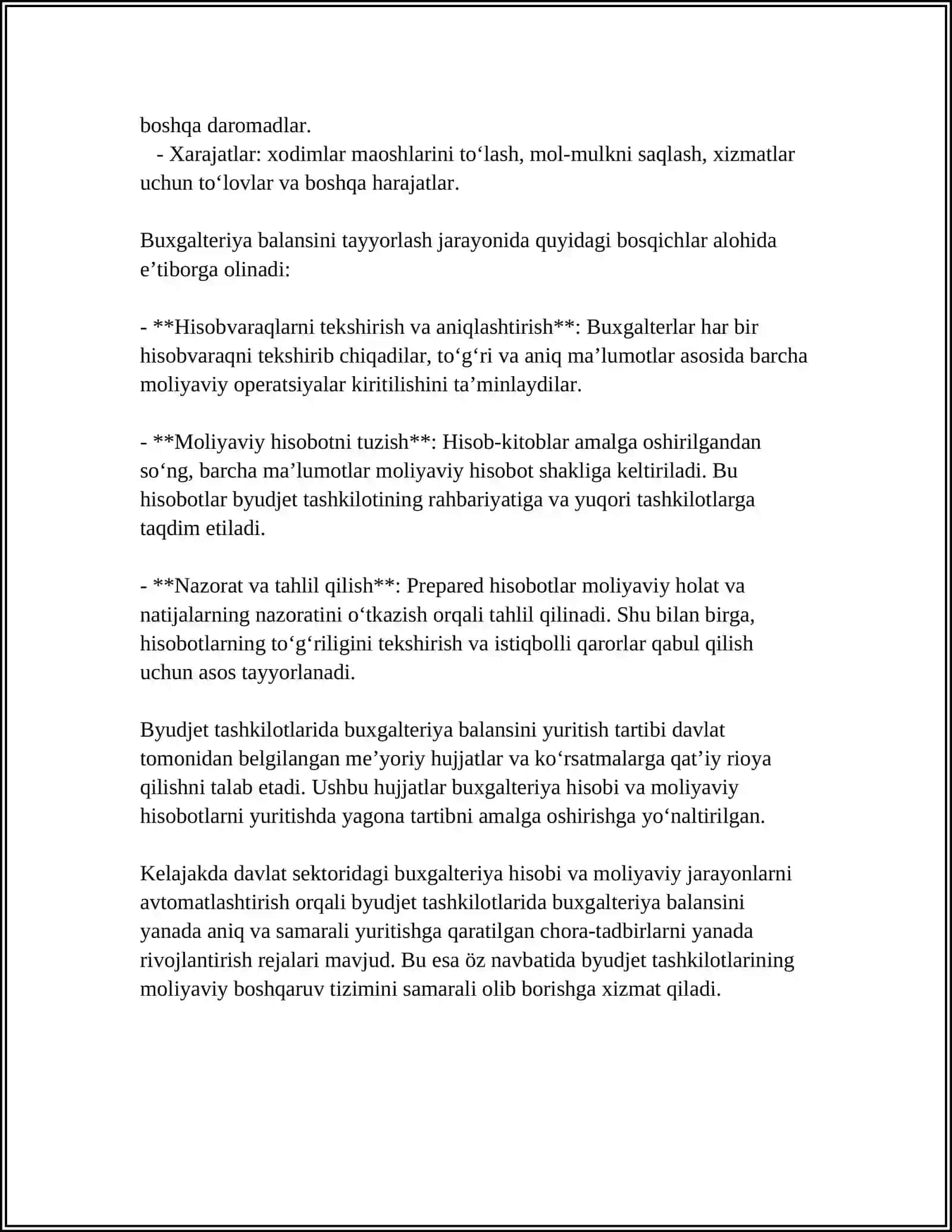 BYUDJET TASHKILOTLARIDA BUXGALTERIYA BALANSINI YURISH VA TAQDIM ETISH TARTIBI 4