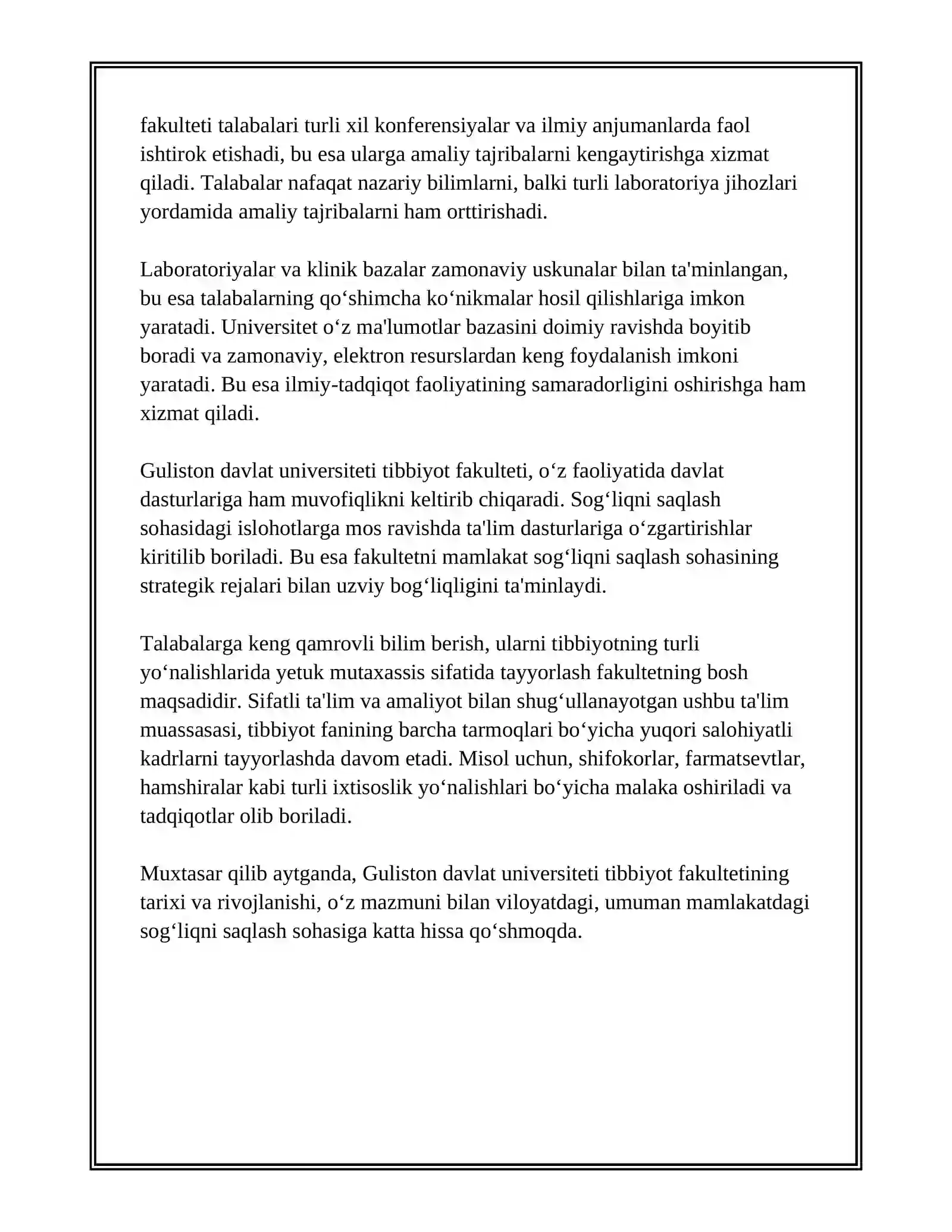GULISTON DAVLAT UNIVERSITETI TIBBIYOT FAKUTETI 4