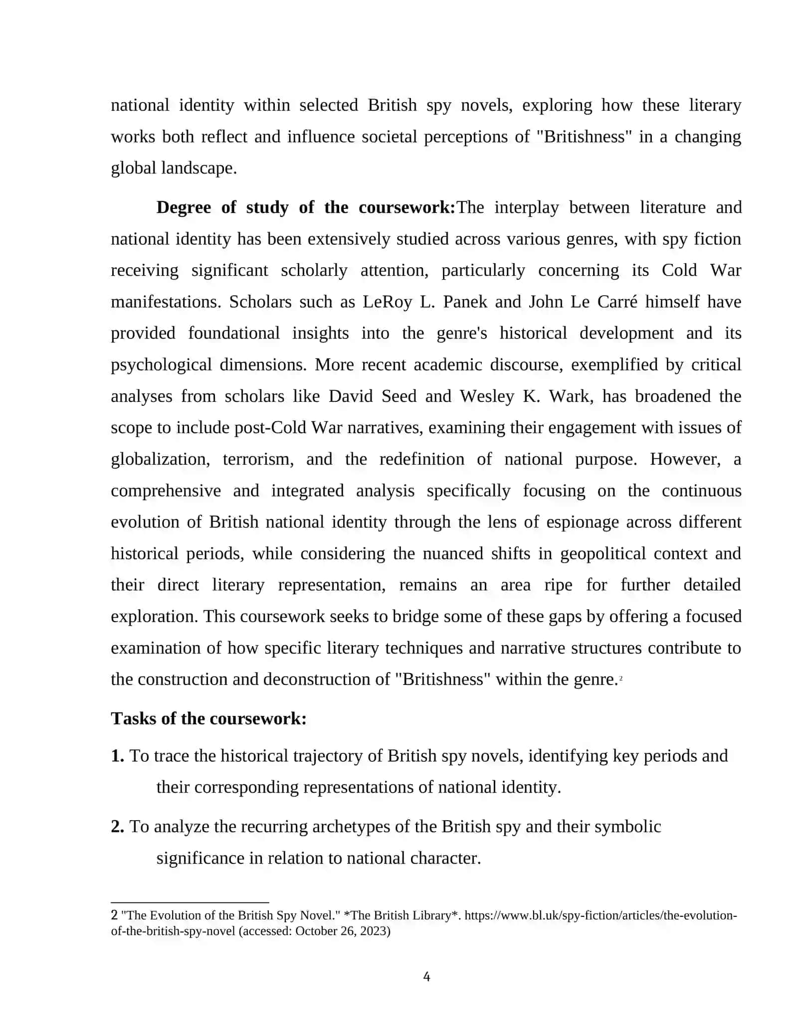 The Role of espionage and national identity in British spy novels 4