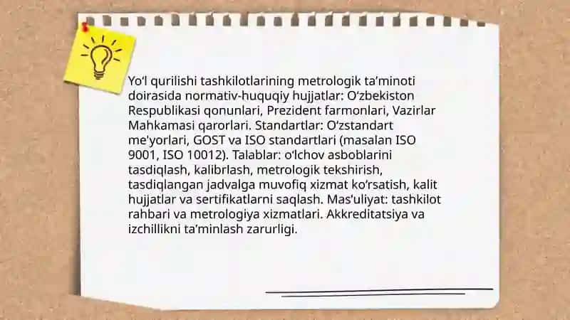 Yoʻl qurilishi tashkilotlarining metrologik taʼminoti 4