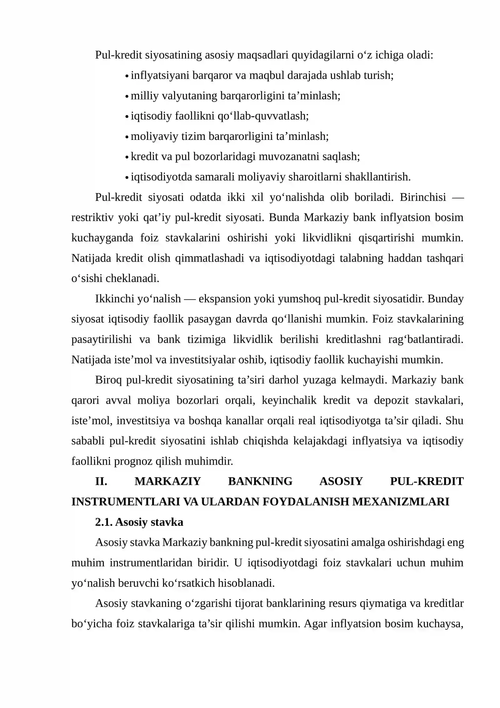 MARKAZIY BANKNING PUL-KREDIT INSTRUMENTLARINI O‘RGANISH VA ULARNING IQTISODIYOTGA TA’SIRINI BAHOLASH 4