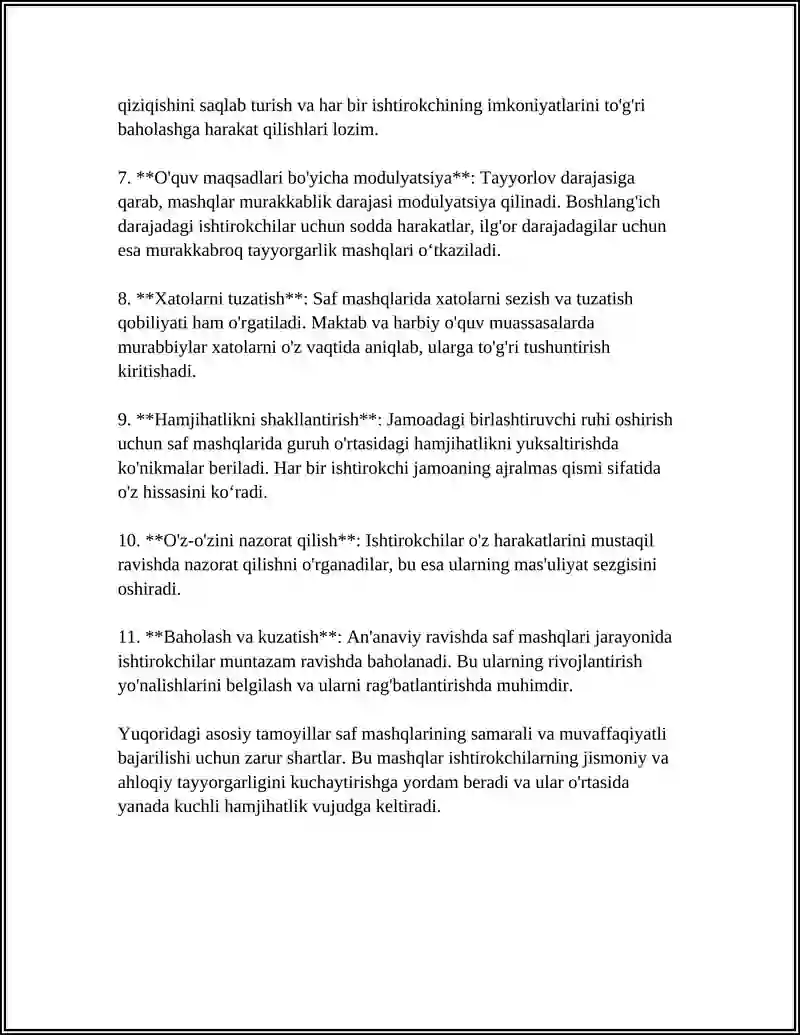 GIMNASTIKA. UMUMIY RIVOJLANTIRUVCHI MASHQLAR. - SAF MASHQLARINI O‘RGATISH VA TAKOMILLASHTIRISH 4