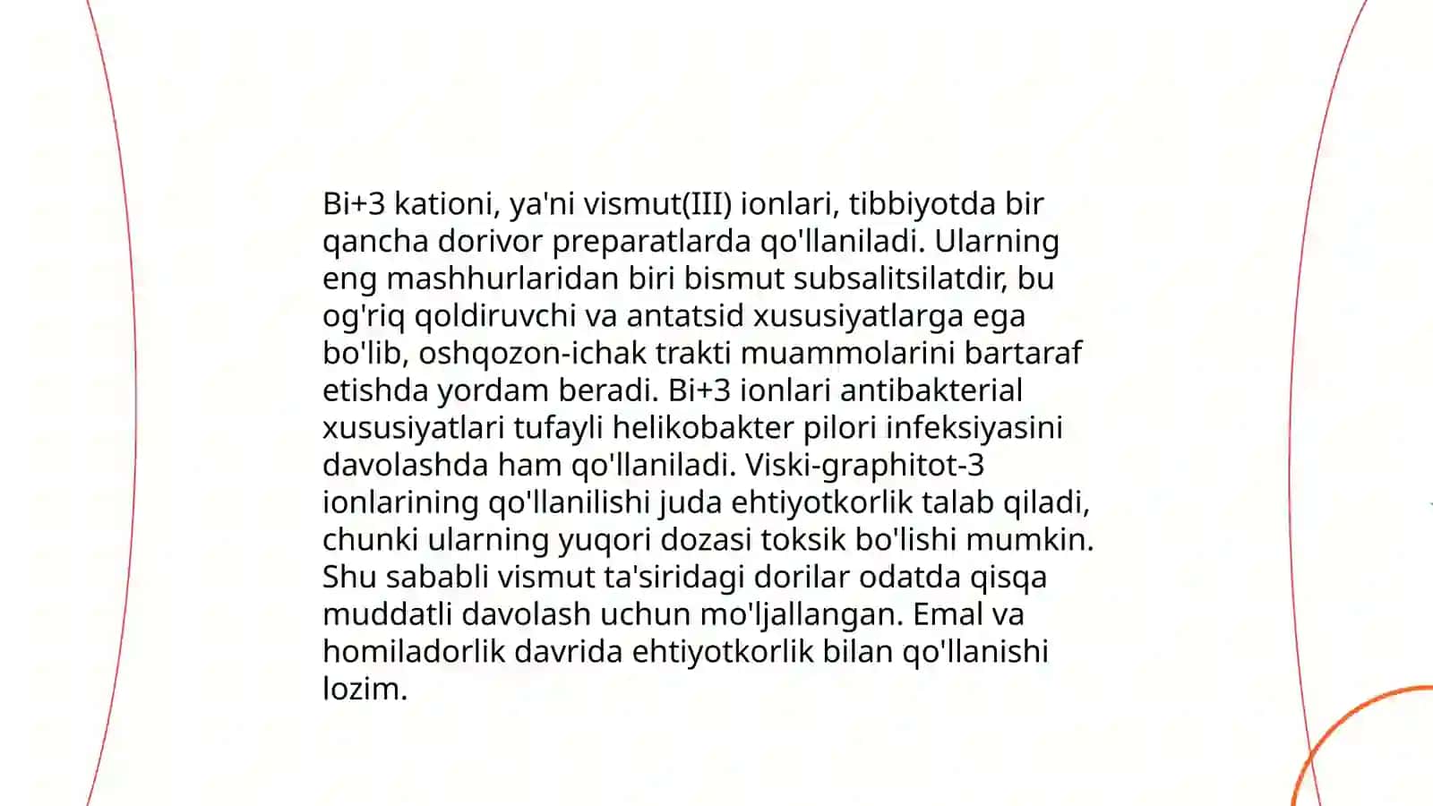 Bi+3 kationini tibbiyotda qo'llanishi va dori 4