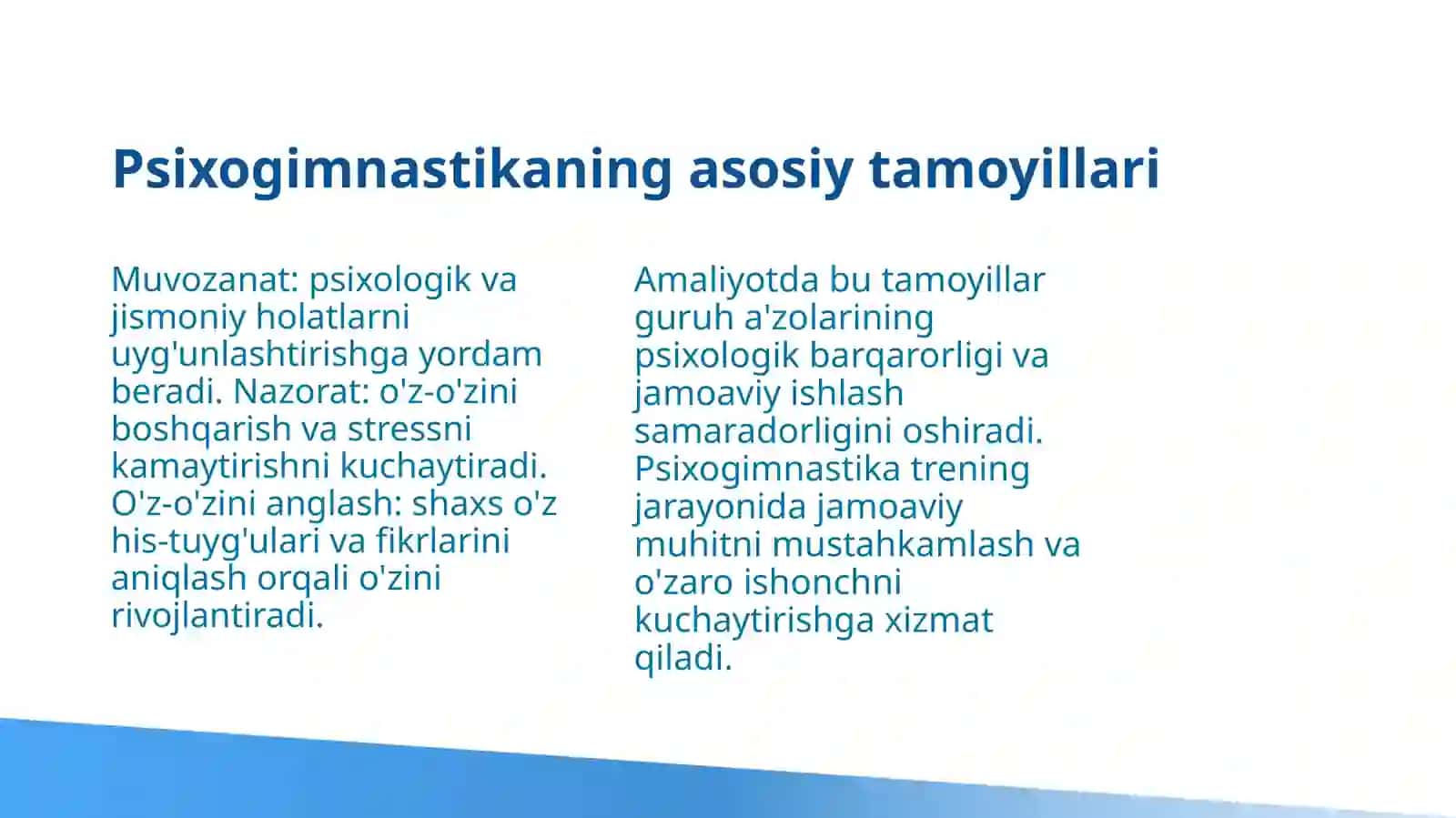 Psixogimnastikaning guruhiy treningdagi roʻli 4