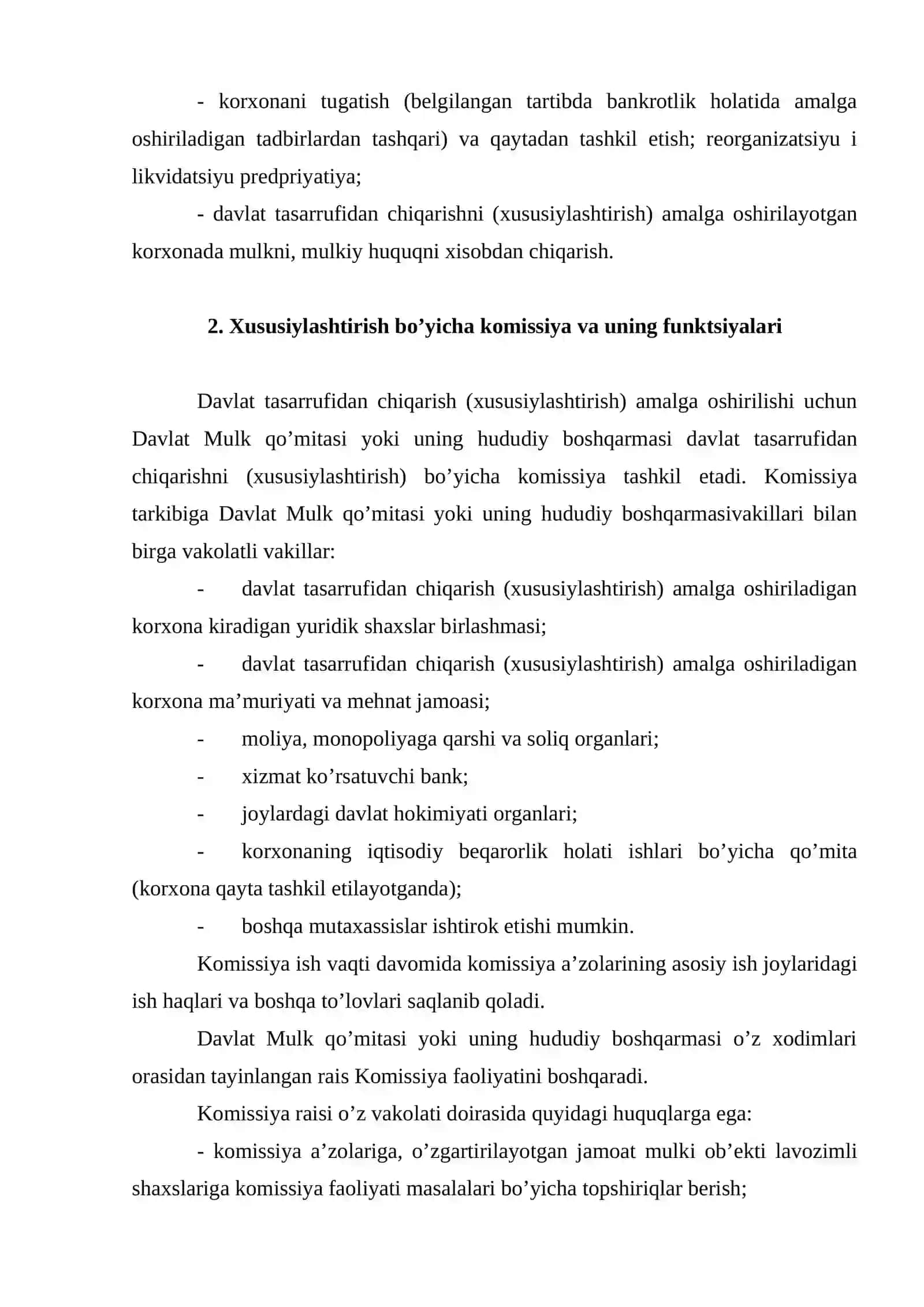 Kоrxоnalar (оb’еktlar)ni davlat tasarrufidan chiqarish va xususiylashtirish tartibi 4