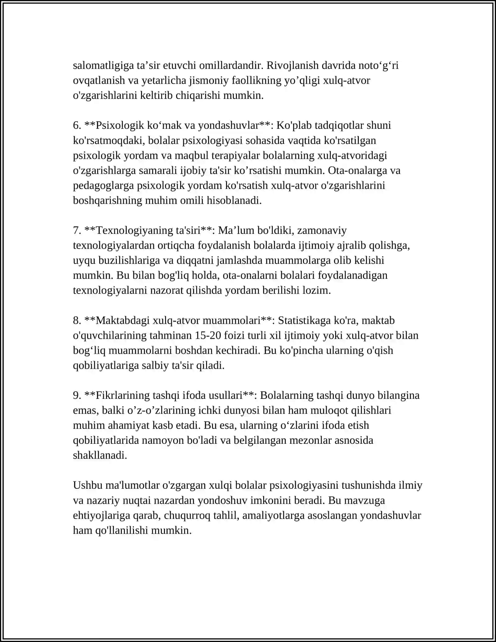 Xulqi o'zgargan bolalar psixologiyasi 4