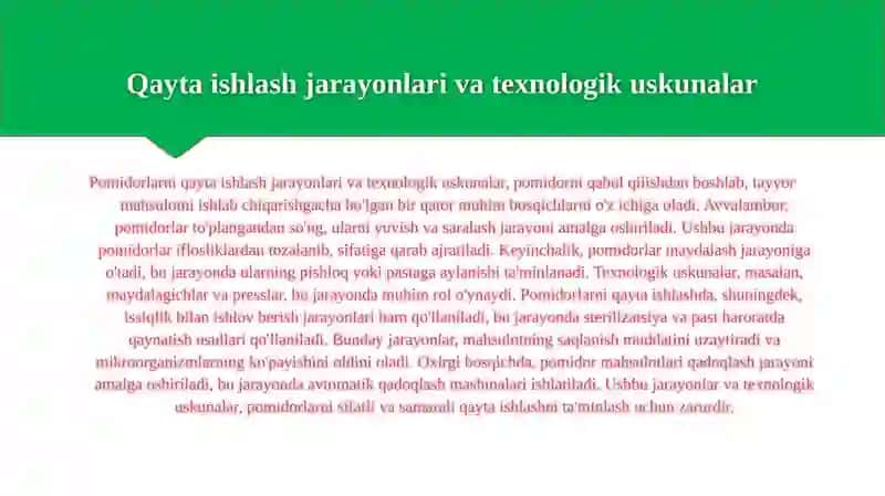 Pomidorlarni qayta ishlash texnologiyasi 4