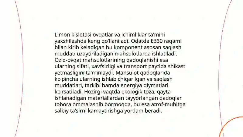 Organik kislotalar va ularning roli oziq-ovqatda 4